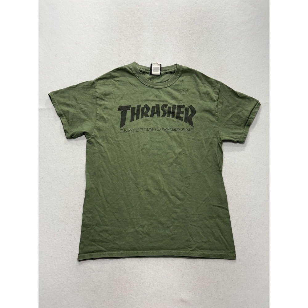 Thrasher Shirt Mens Medium Green Skateboard Magazine Logo Graphic Tee Streetwear